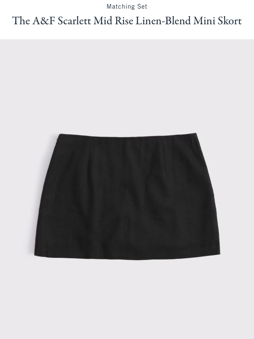 Abercrombie & Fitch Black Linen-Blend Mini Skort